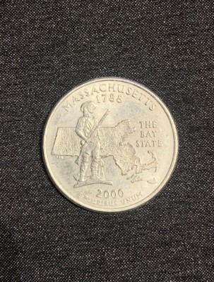 Moneda jubiliară quarter dollar 2000 Massachusetts foto