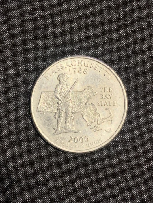 Moneda jubiliară quarter dollar 2000 Massachusetts