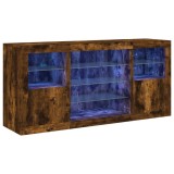 Cumpara ieftin Dulap cu lumini LED, stejar fumuriu, 142,5x37x67 cm