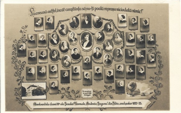 HST P1410 Poză tablou absolvente Școala normală Andrei Șaguna Sibiu 1933