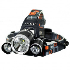 Lanterna Frontala 3 x Led Cree XML T6 Incarcator 220V Acumulatori 18650