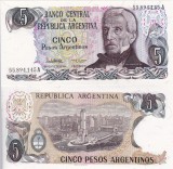 Bancnota Argentina 5 Pesos ND (1983-84) UNC Necirculata