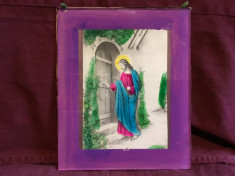 suvenir Manastirea Radna / Isus fotografie colorata manual in rama de sticla ! foto