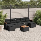 VidaXL Set mobilier de grădină cu perne, 8 piese, negru, poliratan