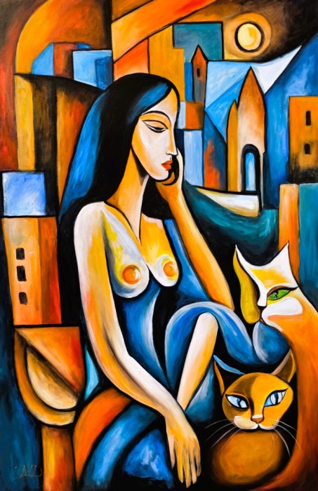 Tablou abstract intitulat &quot;Tips from the moon&quot;