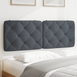 Perna Tăblie Pat VidaXL, 120 cm, Catifea Gri &Icirc;nchis, Tăblie Tapitată Diamant, Fixare Velcro, Suport Spate