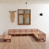 VidaXL Set mobilier de grădină, 10 piese, maro miere, lemn masiv pin 3075867