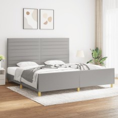 vidaXL Cadru de pat fără saltea, gri deschis, 200x200 cm, textil