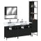 Gossi set mobilier de baie, 4 piese, negru, lemn prelucrat