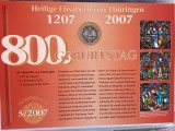 GERMANIA - FDC + MONEDA PROOF - 10 EURO 2007 A, 800 ANI ELISABETH VON THURINGEN