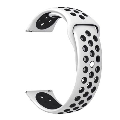 Curea silicon compatibila Huawei Watch GT 4 46mm, telescoape Quick Release, 22mm, Alb/Negru foto