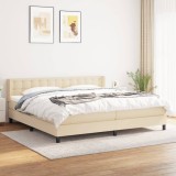 VidaXL Pat box spring cu saltea, crem, 200x200 cm, textil