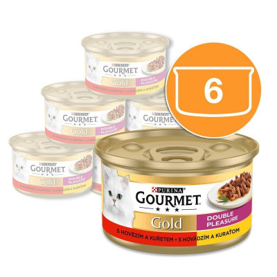 Conservă Gourmet GOLD - bucățele fripte și &amp;icirc;năbușite de vită și pui, 6 x 85g foto