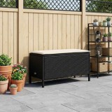 vidaXL Taburet pentru grădină Negru și Crem 80 x 38 x 45 cm Ratan PE 42025398