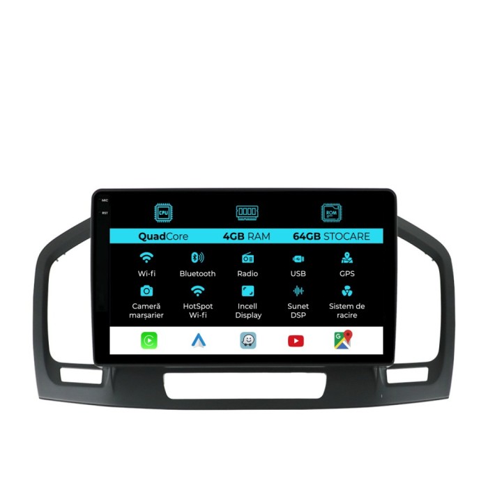Navigatie Dedicata Opel Insignia (2008-2013),QuadCore, 9 Inch, 4Gb Ram, 64Gb stocare, Carplay