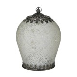 Cumpara ieftin Felinar Gradina Inart Antique White Silver, Sticla si Metal, 16x16x22 cm