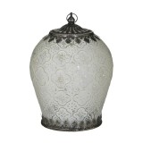 Felinar din sticla si metal Antique White Silver 16 cm x 22 cm, Inart