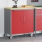 vidaXL Bancă de lucru cu roata cu blocare Roșu și gri 75 x 45 x 85 cm 4103486
