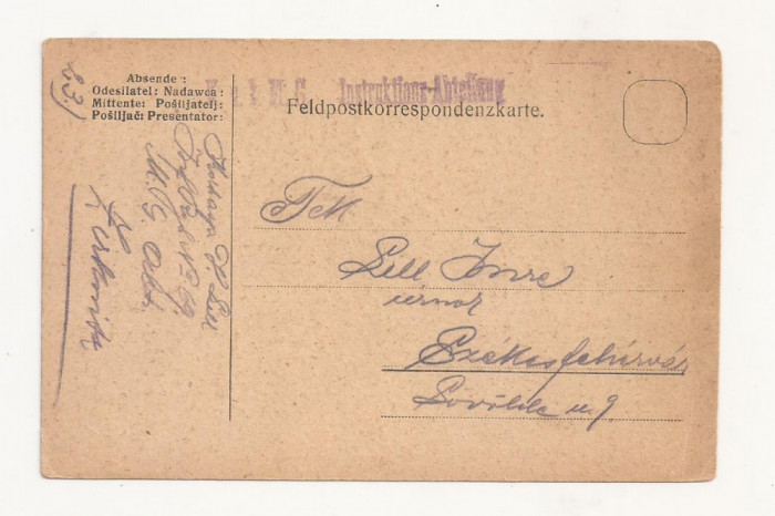 D4 Carte Postala Militara k.u.k. Imperiul Austro-Ungar ,1916 Ungaria
