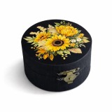 Cutie rotunda din lemn cu floarea soarelui &ndash; 110500