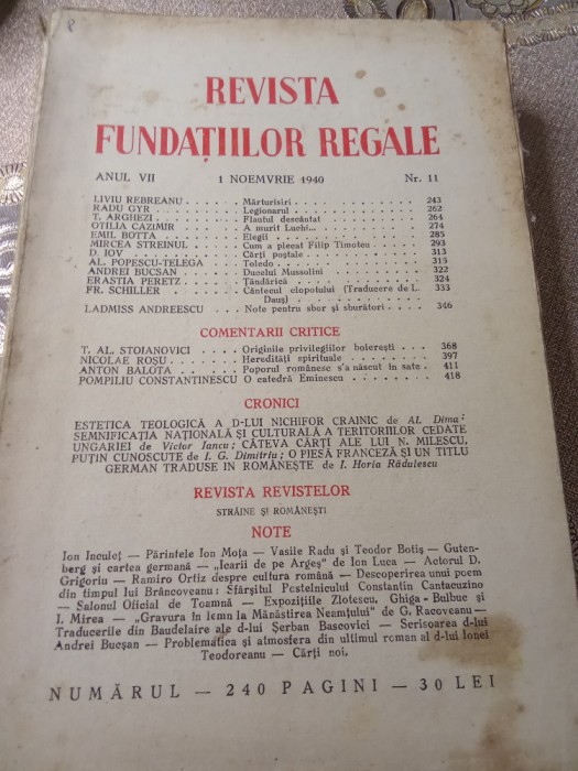 CI. Revista Fundatilor Regale noiembrie 1940