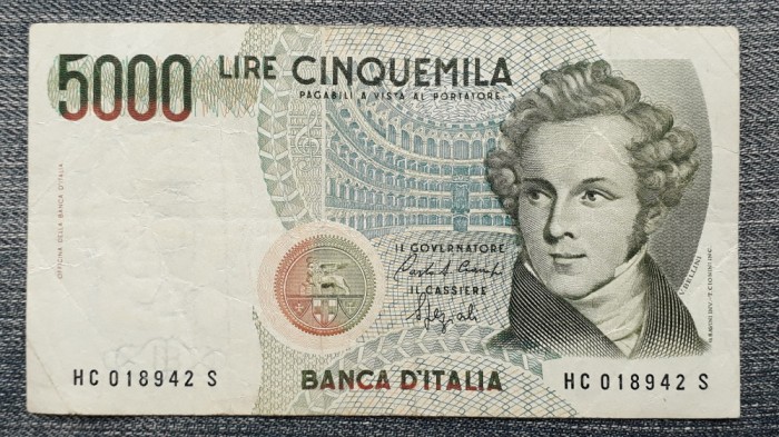 5000 Lire 1985 Italia / V. Bellini / seria 018942