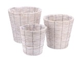 Cumpara ieftin Set 3 ghivece flori lemn alb 31 x 32, 36 x 35, 41 x 38 cm