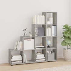 vidaXL Bibliotecă &icirc;n trepte, gri beton, 142 cm, lemn compozit 342598