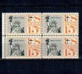 SUA 1959 - Statuia Libertății, Posta Aeriana, bloc de 4 neuzat
