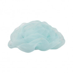 Floare textila din organza pentru haine Crisalida, diametru 8 cm, Trandafir bleu