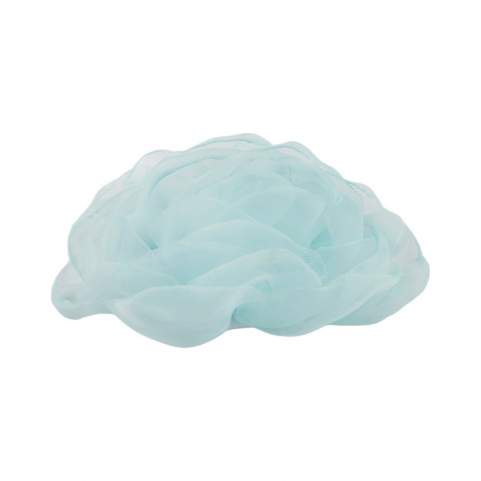 Floare textila din organza pentru haine Crisalida, diametru 8 cm, Trandafir bleu