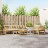 vidaXL Set de canapele de exterior cu pernă 6 pcs Alb și Bej 3386047