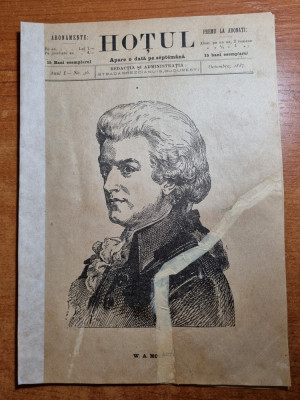 Revista &amp;quot;HOTUL&amp;quot;-octombrie 1887-art. w.a.mozart,v.a urechia foto