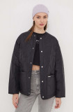 Tommy Jeans geacă femei, culoarea negru, de tranziție, oversize DW0DW17235