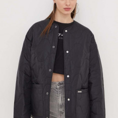 Tommy Jeans geacă femei, culoarea negru, de tranziție, oversize DW0DW17235