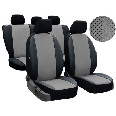 SET HUSE SCAUN PERLINE PIELE PERFORATA GRI-NEGRU 45666 foto