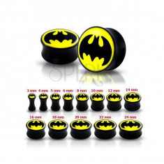 Plug pentru ureche, negru, lucios - Batman - La?ime: 6 mm foto