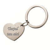 Breloc personalizat metalic in forma de inima gravat cu textul tau