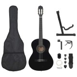 Set de chitară clasică &icirc;ncepători, 12 piese, negru, 4/4 39&quot;