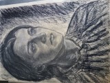Desen in creion si carbune artist MAGHESRUSAN .hartie desen format A3 , lucrare originala semnata .DEOSEBITA