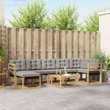 vidaXL Set de canapele de exterior cu pernă 8 pcs Alb și gri deschis 3389705