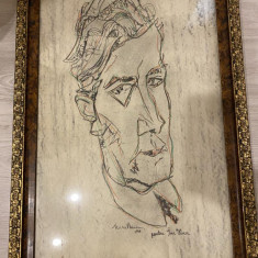 tablou Portret Ion Vinea, desen, semnat Marcel Iancu 1940, 76x48 cm, avangardism