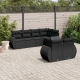 Cumpara ieftin Set canapele de grădină cu perne, 7 piese, negru, poliratan