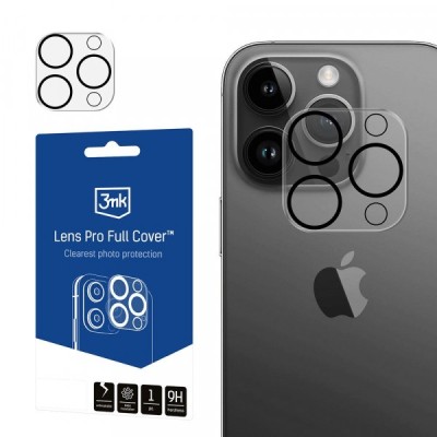 Folie de protectie Camera Spate 3MK Pro Full Cover pentru Apple iPhone 15 Pro Max / 15 Pro, Sticla Securizata, Neagra foto