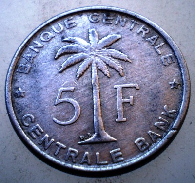 7.742 CONGO RUANDA URUNDI 5 FRANCS 1956 EROARE foto