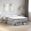 VidaXL Cadru de pat cu sertare, gri sonoma, 135x190 cm, lemn prelucrat 3280410