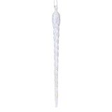 Ornament de Crăciun Forma Icicle Alb cu Glitter Argintiu 23cm, CMCLASS