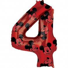 Balon Folie Figurina Mickey Mouse Forever Cifra 4 rosu- 66 cm, Amscan 40134, 1 buc foto