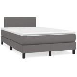 vidaXL Pat cu arcuri, cu saltea și LED, gri, 120x190 cm, piele eco 3270127