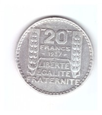 Moneda Franta 20 francs/franci 1937, stare foarte buna, curata